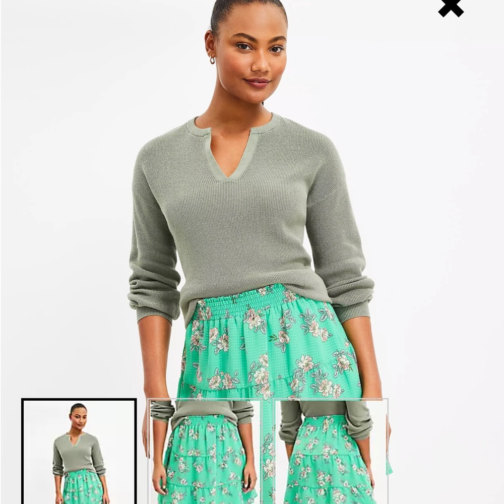 L Loft Bloom Ruffle Tiered Skirt